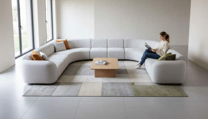 Sofa U-Form Luxus Wohnzimmer Design Modern Textil Wohnlandschaft Couch