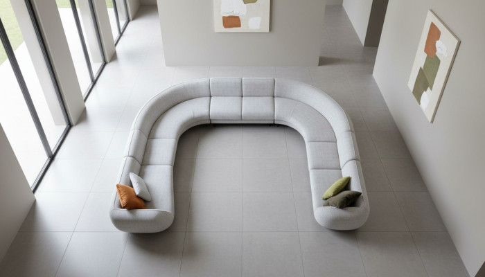 Sofa U-Form Luxus Wohnzimmer Design Modern Textil Wohnlandschaft Couch