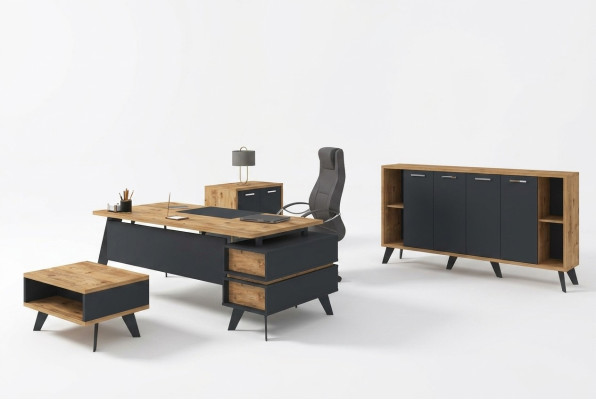 Einrichtung Büro Set Arbeitszimmer Schreibtische Schränke Tisch 4tlg