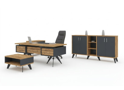 Großes Arbeitszimmer Set Büromöbel Schreibtisch Kommode Tisch