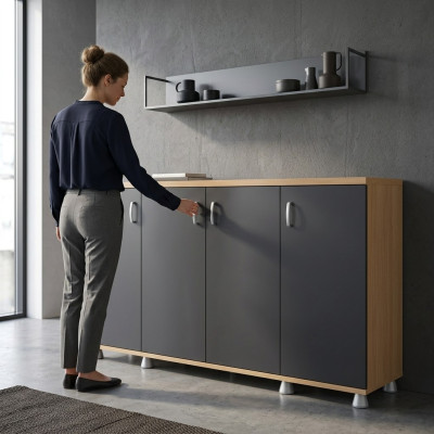 Schrank Büromöbel Arbeitszimmer Holz Büroschrank Regal Aktenschrank