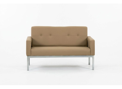 Beiger Zweisitzer Büromöbel Polstersofa Holzgestell Textil Einrichtung