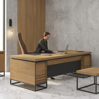 Arbeitszimmer Holztisch Chefscreibtisch Computertisch Officemöbel