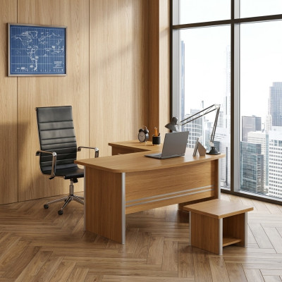 Hellbrauner Eckschreibtisch Büromöbel Luxus Office Einrichtung Design