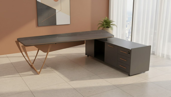 Büromöbel Eckschreibtisch mit Schubladen Moderner Arbeitszimmer Tisch