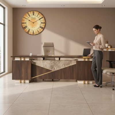 Eckschreibtisch Luxus Edelstahlmöbel Arbeitszimmer Büro Schreibtisch Neu