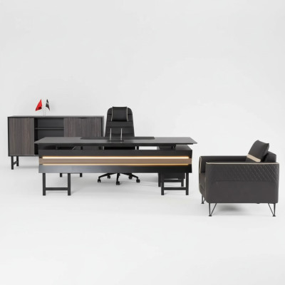 Holz Eckschreibtisch Modern Arbeitzimmer Designer Büro Office Möbel Neu