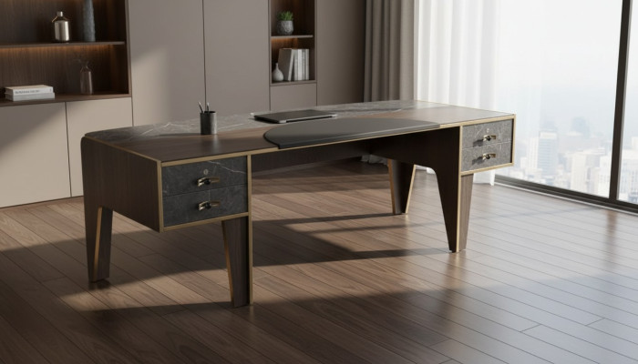 Schreibtisch Mit Schubladen Arbeitszimmermöbel Tisch Luxus Office 220x95