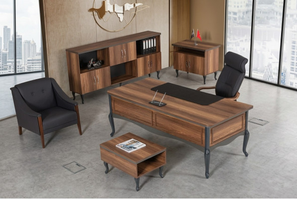 Arbeitzimmer Schreibtisch Luxus Design Tisch Büro Office Möbel Chefschreibtisch