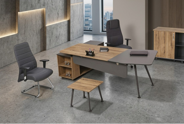 Eckschreibtisch Tisch Büro Tische Schreibtische 2tlg Möbel Chefschreibtisch