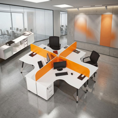Teamarbeitsplatz Schreibtisch 4 Personen Tisch Counter Team-Schreibtische