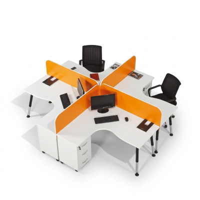 Teamarbeitsplatz Schreibtisch 4 Personen Tisch Counter Team-Schreibtische