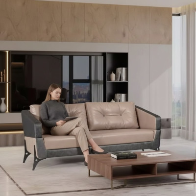 Dreisitzer Sofa Luxus Möbel Arbeitszimmer Polster Stoff Büromöbel