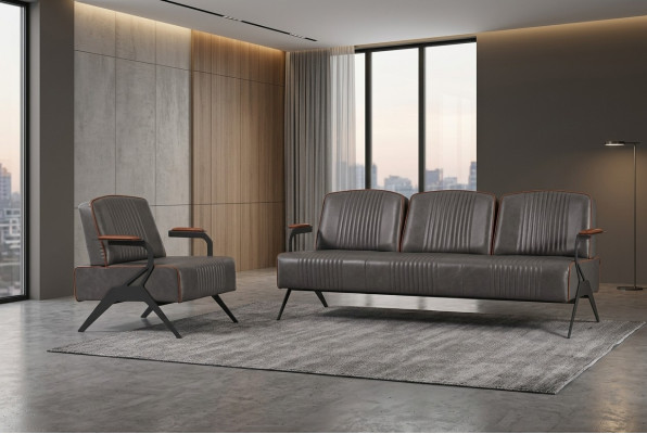 Sofa Set 2 Luxus Möbel Sofagarnitur Dreisitzer Arbeitszimmer Einrichtung 