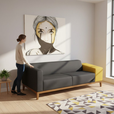 Dreisitzer Sofa Couch Arbeitzimmer Luxus Möbel Textil Polstersofa