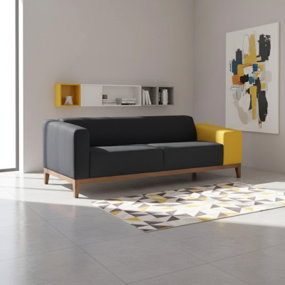 Dreisitzer Sofa Couch Arbeitzimmer Luxus Möbel Textil Polstersofa