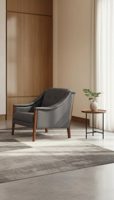Sessel Arbeitszimmer Polstersessel Grau Sitz Möbel Textil Modern Designer