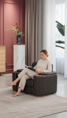 Sessel Arbeitszimmer Büroeinrichtung Luxus Sitz Möbel Textil Stoff Neu