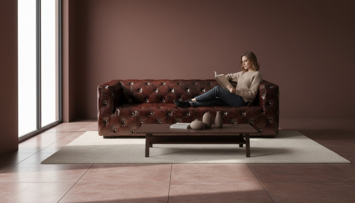 Sofa Chesterfield 3 Sitzer Luxus Couch Braun Sofas Ledersofa 250cm