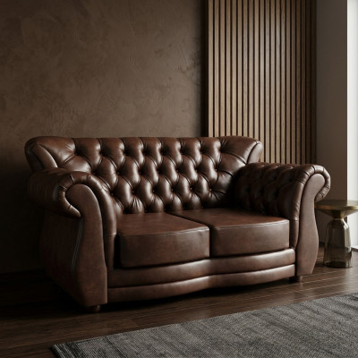 Sofa Chesterfield Luxus Couch 2 Sitzer Sofas Braun Ledersofa Couchen