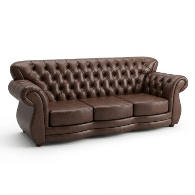 Chesterfield kavč 3-sedežni usnjeni kavč luksuzni kavči rjavi