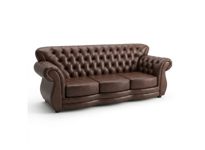 Chesterfield kavč 3-sedežni usnjeni kavč luksuzni kavči rjavi