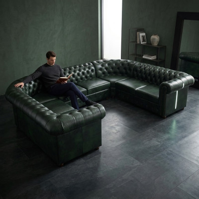 Chesterfield Ecksofa U Form Ledersofa Ecksofas Leder Couch Modern Neu