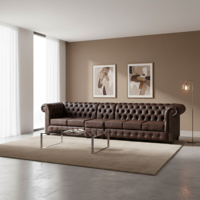 Chesterfield Big Sofa Couchen Ledersofa xxl Big Sofas Braun Couch 6 Sitzer