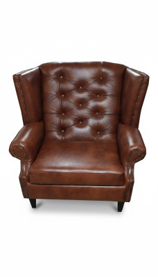 Luxus Ohrensessel Chesterfield Sessel Leder Braun Couch Modern Möbel