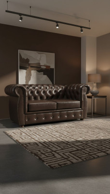 Chesterfield Sofa 2 Sitz Luxus Couch Zweisitzer Sofas Braun Möbel Couchen