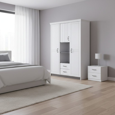 Landhaus Kleiderschrank Schlafzimmer Möbel Holz Weiß Schrank Edle Schränke
