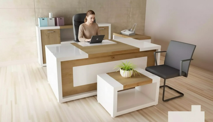 Eckschreibtisch Bürotisch Schreibtisch Couchtisch Aktenschrank Büromöbel 3tlg.