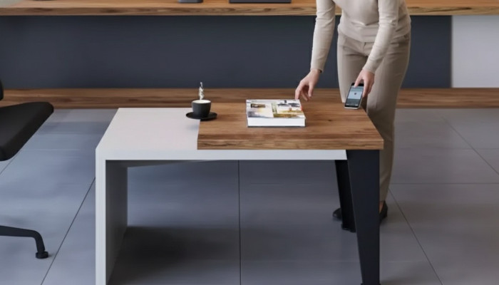 Moderner Zweifarbiger Couchtisch Luxus Beistelltisch Büro Holzmöbel