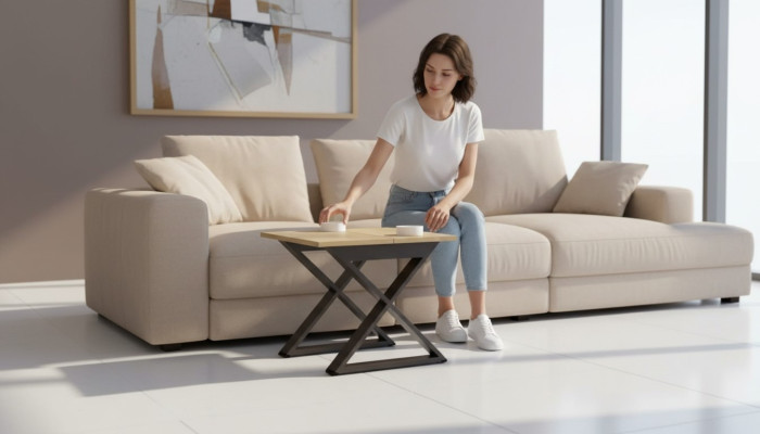 Designer Quadratischer Brauner Couchtisch Ablagetisch Beistelltisch