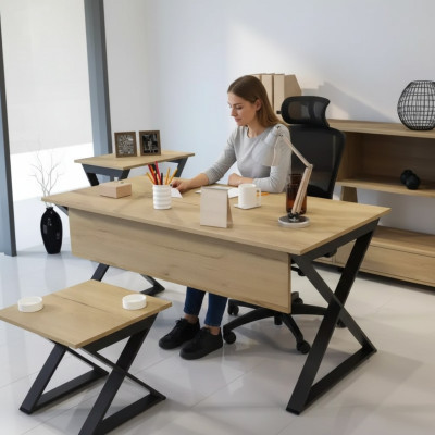Moderner Hellbrauner Holztisch Arbeitstische Büromöbel Designer Pult