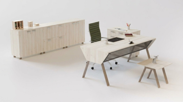 Luxuriöses Büro-Set im eleganten modernen Stil aus hochwertigem Holz 