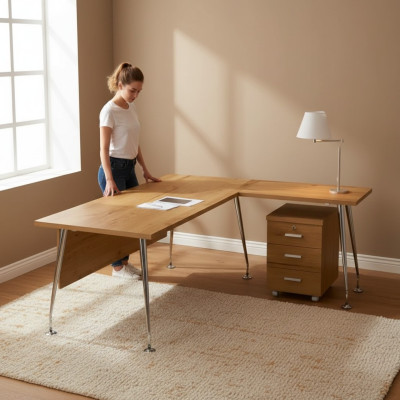 Klassische Büromöbel Designer Eckschreibtisch Arbeitstisch Holz Möbel
