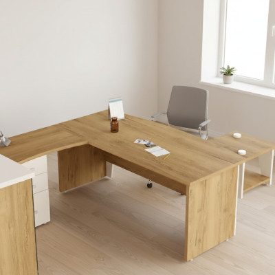 Brauner Eckschreibtisch Exklusives Design Bürotisch Arbeitszimmer Möbel