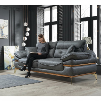 Modernes graues Sofa im Wohnzimmer Exklusives 3-Sitzer-Sofa