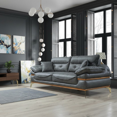 Modernes graues Sofa im Wohnzimmer Exklusives 3-Sitzer-Sofa