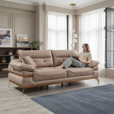 Modernes braunes Sofa im Wohnzimmer Exklusives 3 Sitzer Sofa