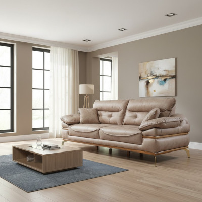 Modernes braunes Sofa im Wohnzimmer Exklusives 3 Sitzer Sofa