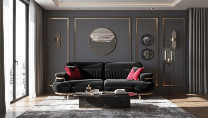 Exklusives 3-Sitzer-Sofa modernes neues Textildesign Wohnzimmer