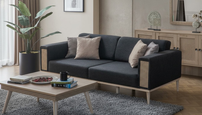 Sofa 3-Sitzer Hochwertiges Design modernes Textilsofa Wohnzimmer