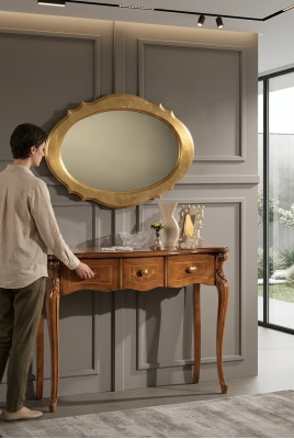 Brauner Konsolentisch Scminktische Schlafzimmer Möbel Holz Luxus Design