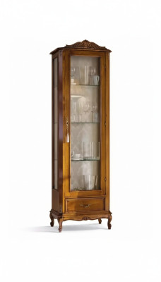 klassischer brauner Schrank mit Schubladen Glas Designer Holz neu
