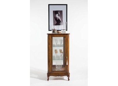 Klassische Braune Vitrine Luxus Glasschrank Designer Holzmöbel Wohnzimmer