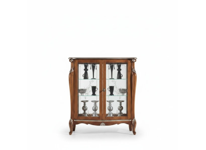 Braune Glasvitrine Wohnzimmer Holz Sideboard Luxus Vitrinen Schrank Regal