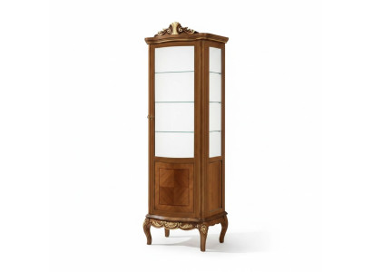 Klassische Hochwertige Braune Vitrine Glas Schrank Echtholz Möbel Design