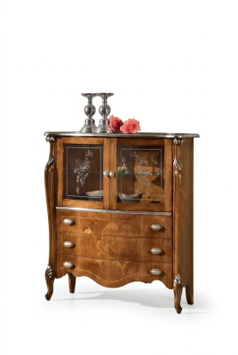 Exklusiver brauner Holzschrank mit Schubladen neu im Wohnzimmer